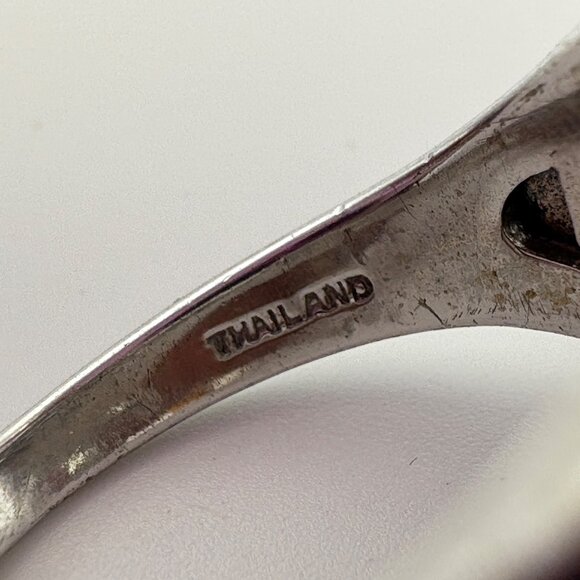 Sterling Silver 925 Pale Blue Cubic Zirconia Sunburst Design Cocktail Ring Sz 9 - Picture 9 of 12